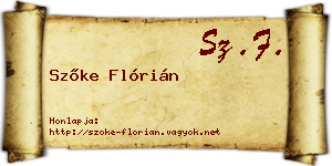 Szőke Flórián névjegykártya